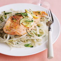 salmon with rice noodles